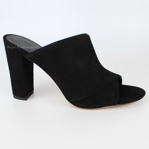 NEW Vince Black Suede Block Heel Mules –Chic & Versatile Sandal for Any Occasion
